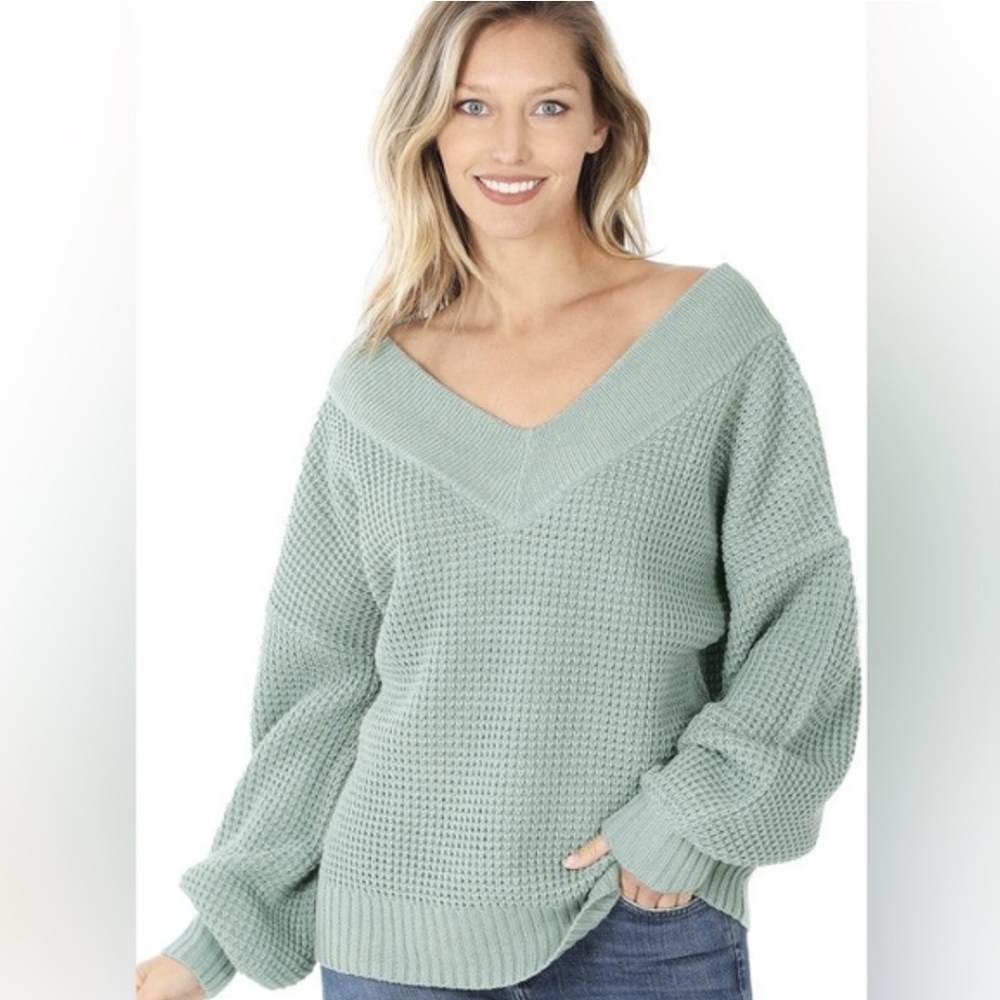 Zenana new double v-neck sweater size 1X